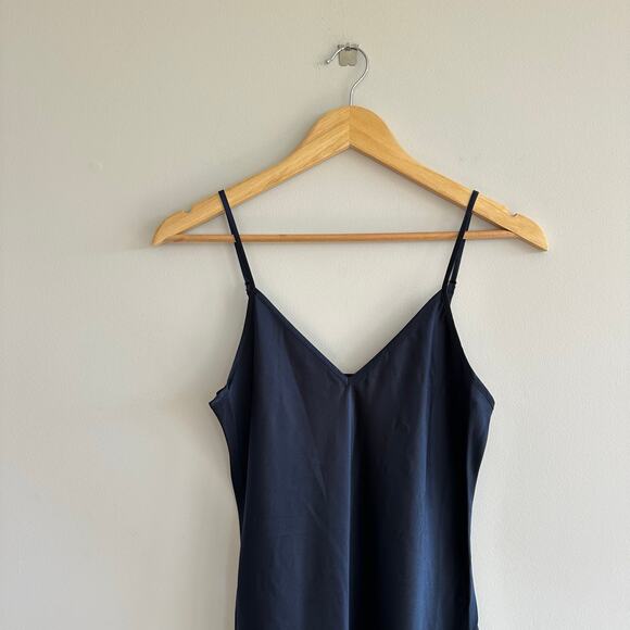 Quince Silk V-Neck Midi Dress Navy S NWT - Picture 5 of 9